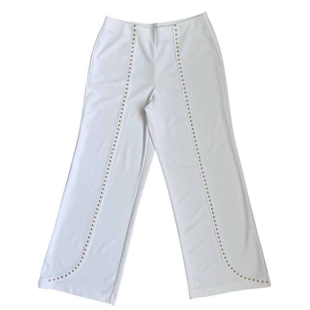 INC INTERNATIONAL Concept White Pants with Gold Stud Detail Size M